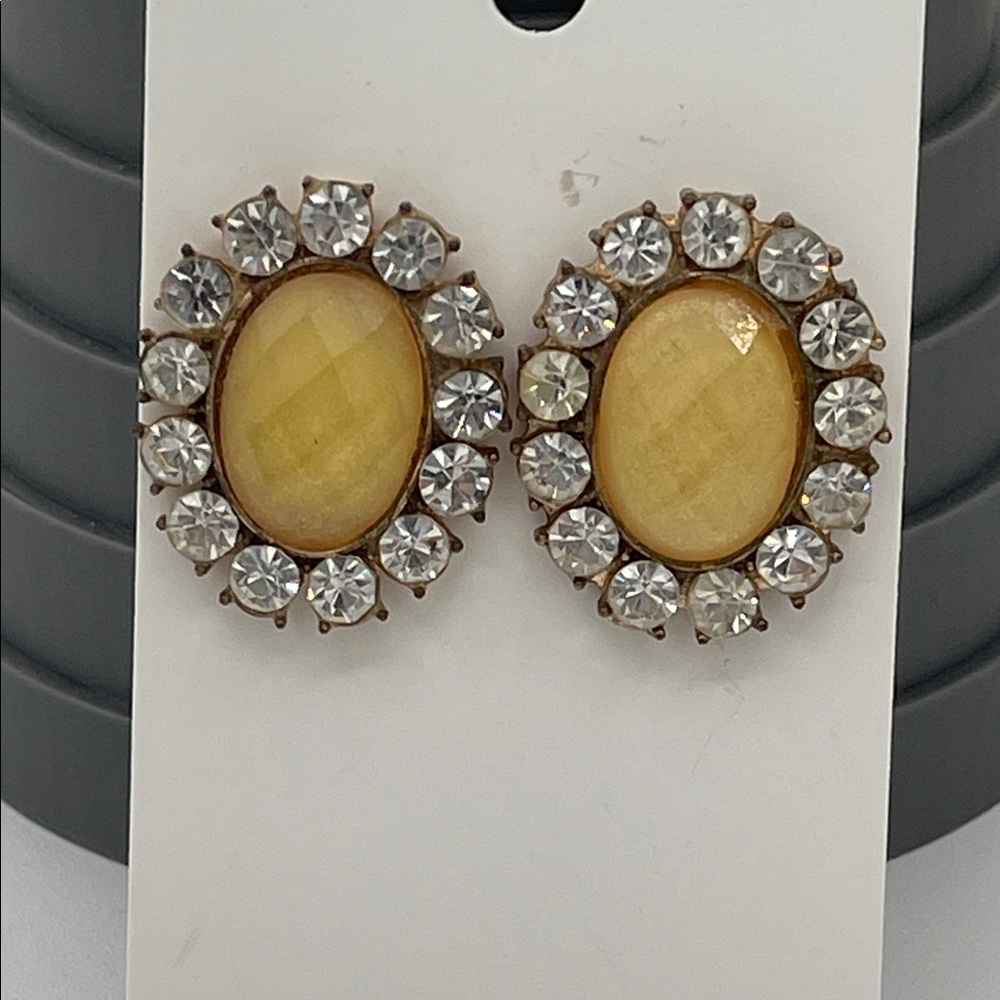 3.2.26-9 Lemon Faceted Rhinestone Halo Stud Earrings -  Simply Gorgeous